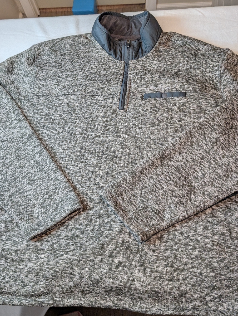 Eddie Bauer Quarter-Zip Heathered Gray Sweater Pullover